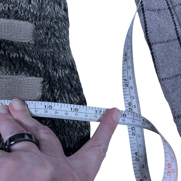 XS Black Swan Sweater Duster BJ143274 Wool Blend Plaid Double Breasted Pockets - Picture 12 of 14